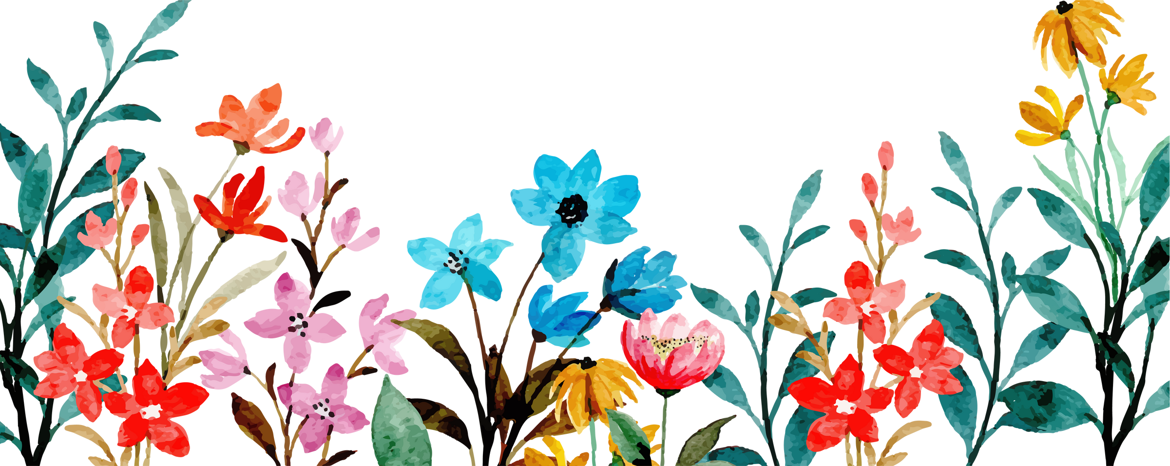 Watercolor flower border